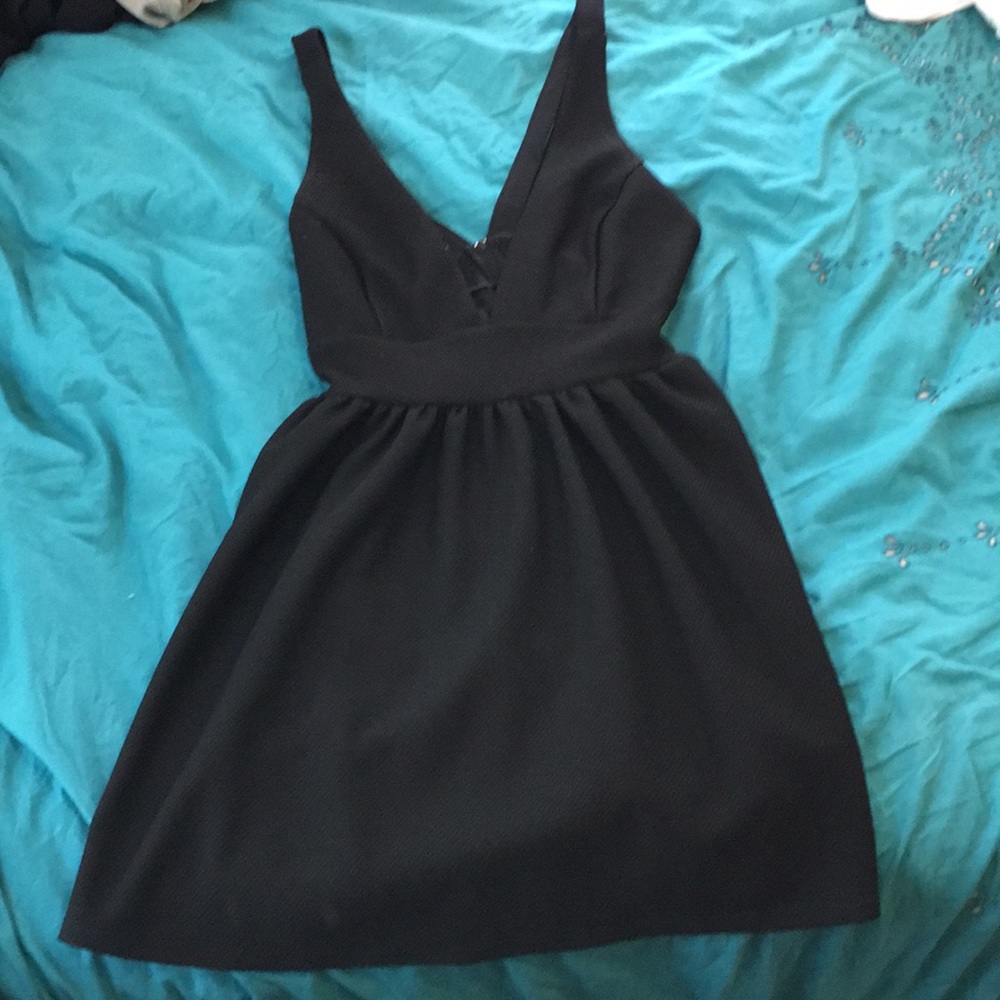 Black deep v dress